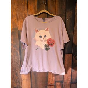 Silver for Her short sleeve kitten graphic women's t-shirt 3X Kittencore Cute